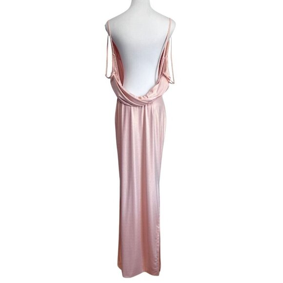 HOUSE OF CB LEONETTA METALLIC PINK COWL NECK OPEN BACK EVENING FORMAL DRESS - S - Picture 1 of 12